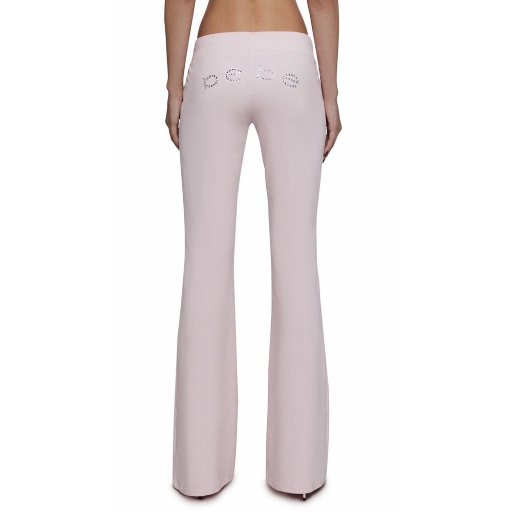 Dollskill x Bebe low rise track Pants Pink Bebe  Rhinestone Flare Size XS